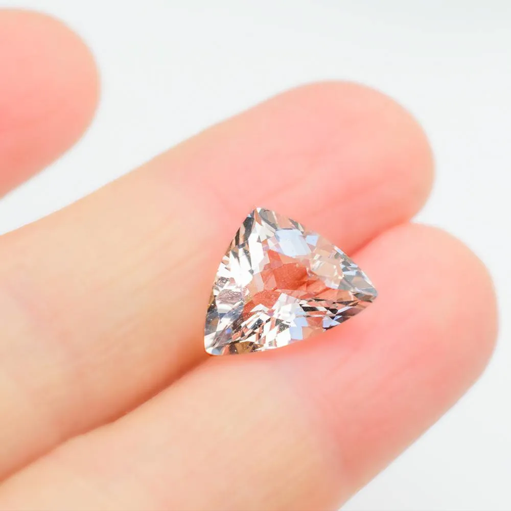 4.02 Carats Trillion Peach Natural Morganite 13.1 x 10.5mm