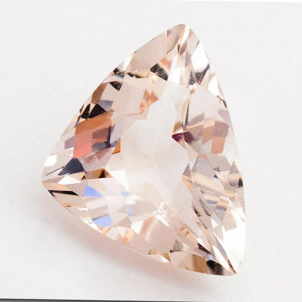 4.02 Carats Trillion Peach Natural Morganite 13.1 x 10.5mm