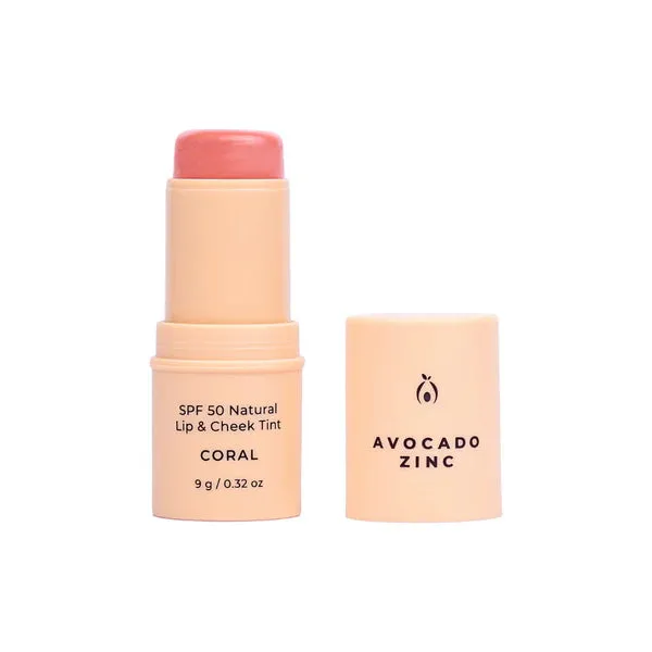 Avocado Zinc SPF50 Natural Lip & Cheek Tint - Coral