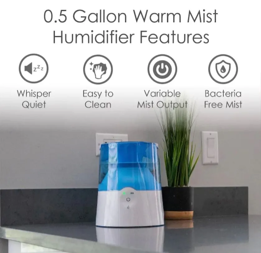 Crane Tabletop Warm Mist 0.5 Gallon Humidifier - Certified Refurbished