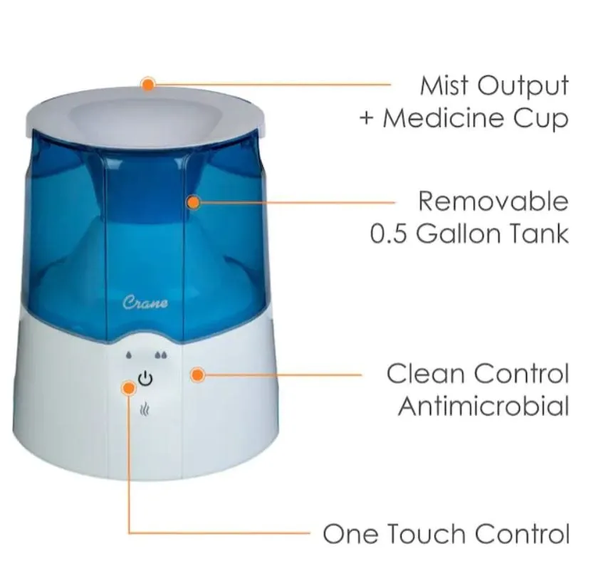 Crane Tabletop Warm Mist 0.5 Gallon Humidifier - Certified Refurbished