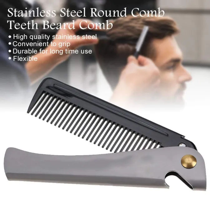 Dapper Street Supply Co. - Stainless Steel Folding Comb - Durable Stainless Steel Construction W/ Bottle Opener