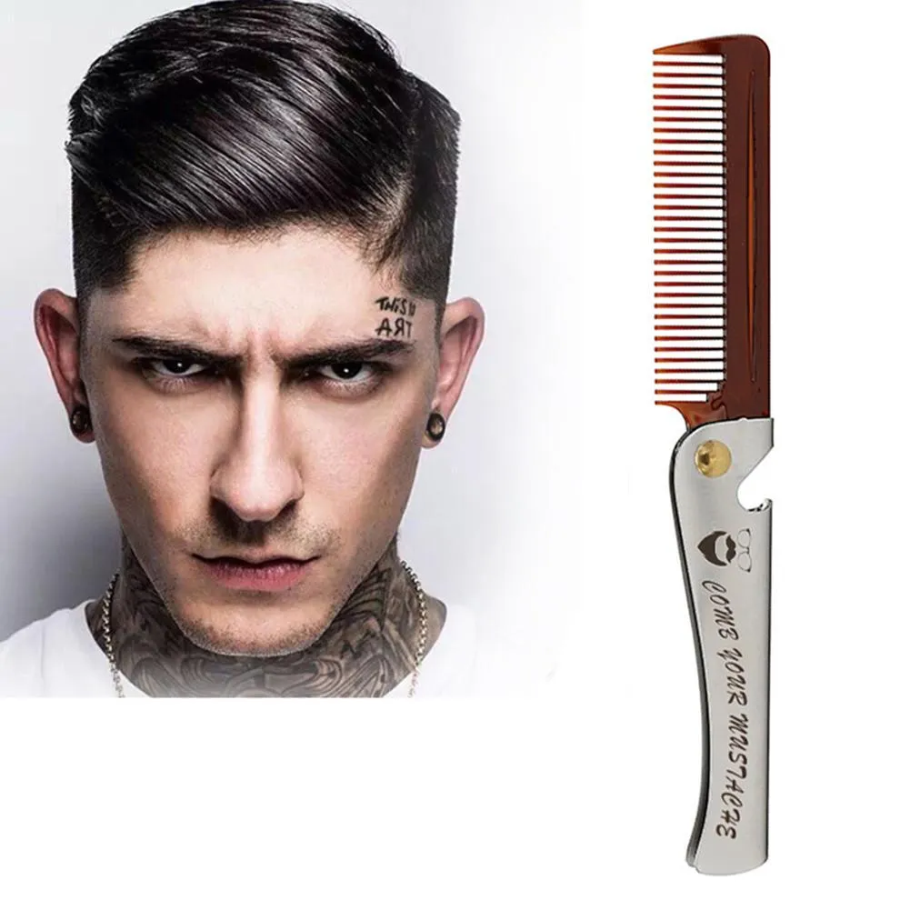 Dapper Street Supply Co. - Stainless Steel Folding Comb - Durable Stainless Steel Construction W/ Bottle Opener