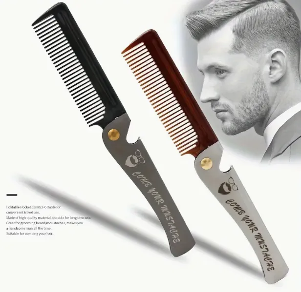 Dapper Street Supply Co. - Stainless Steel Folding Comb - Durable Stainless Steel Construction W/ Bottle Opener