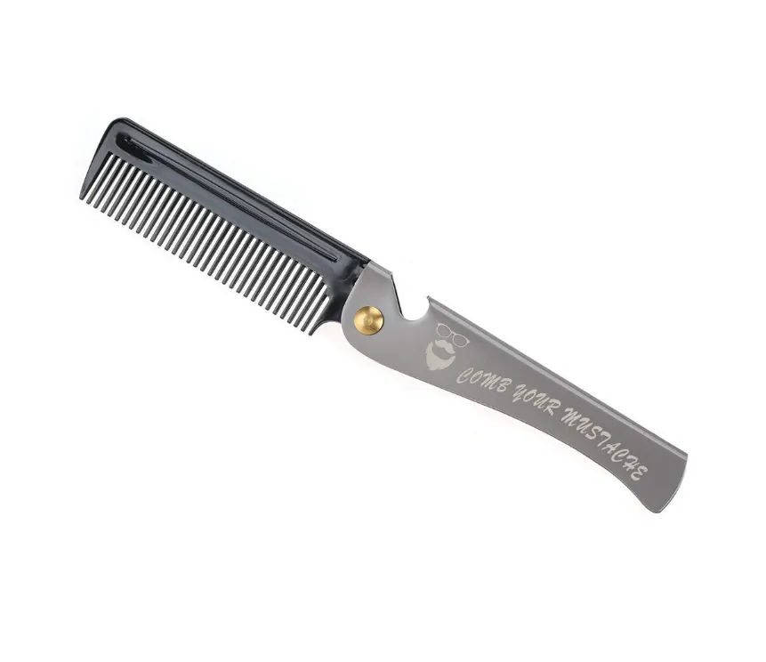 Dapper Street Supply Co. - Stainless Steel Folding Comb - Durable Stainless Steel Construction W/ Bottle Opener