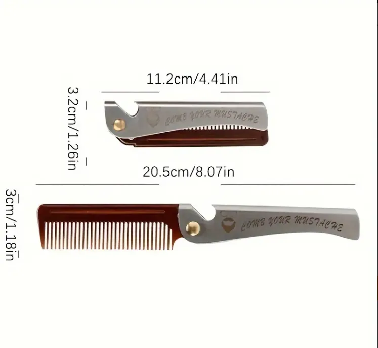 Dapper Street Supply Co. - Stainless Steel Folding Comb - Durable Stainless Steel Construction W/ Bottle Opener