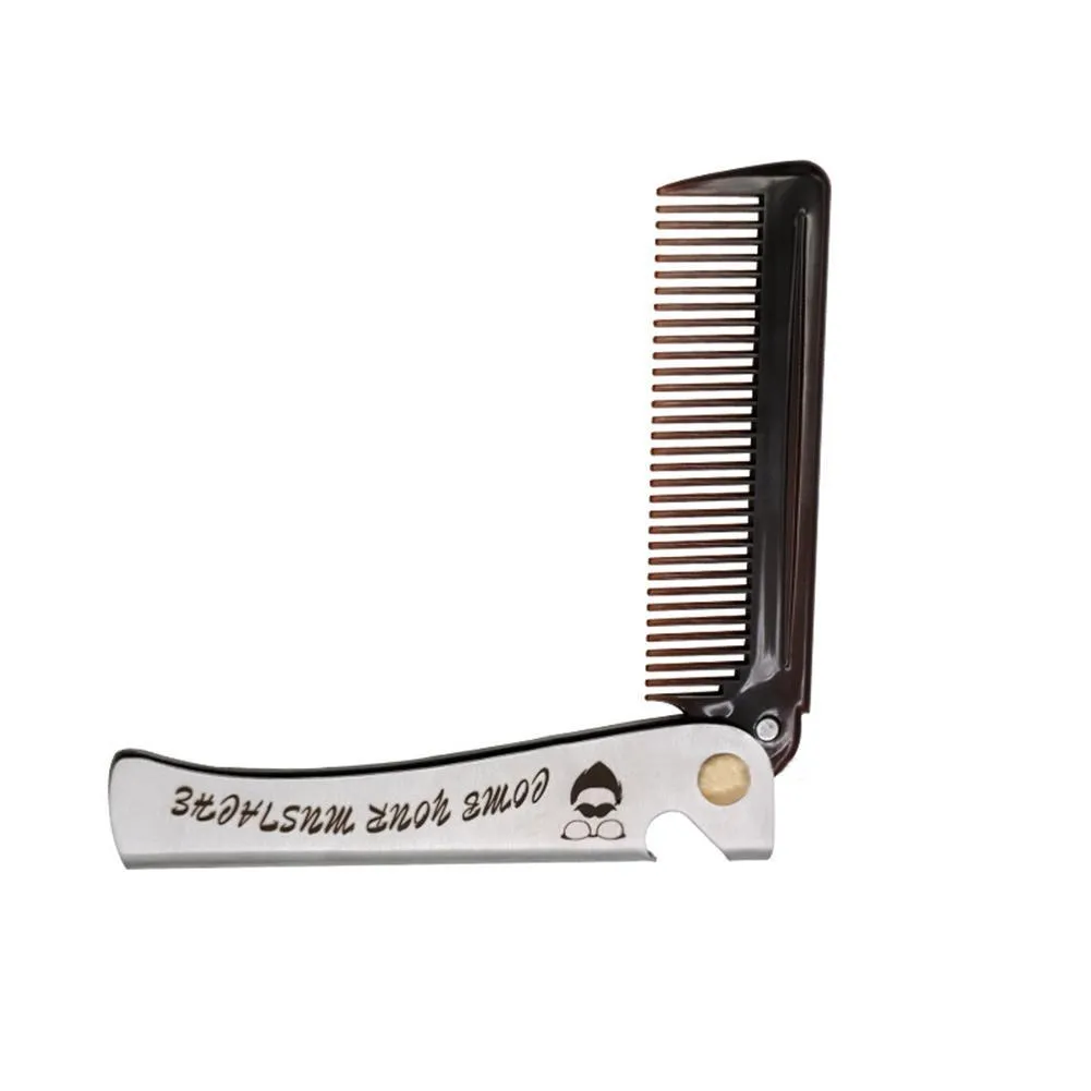 Dapper Street Supply Co. - Stainless Steel Folding Comb - Durable Stainless Steel Construction W/ Bottle Opener