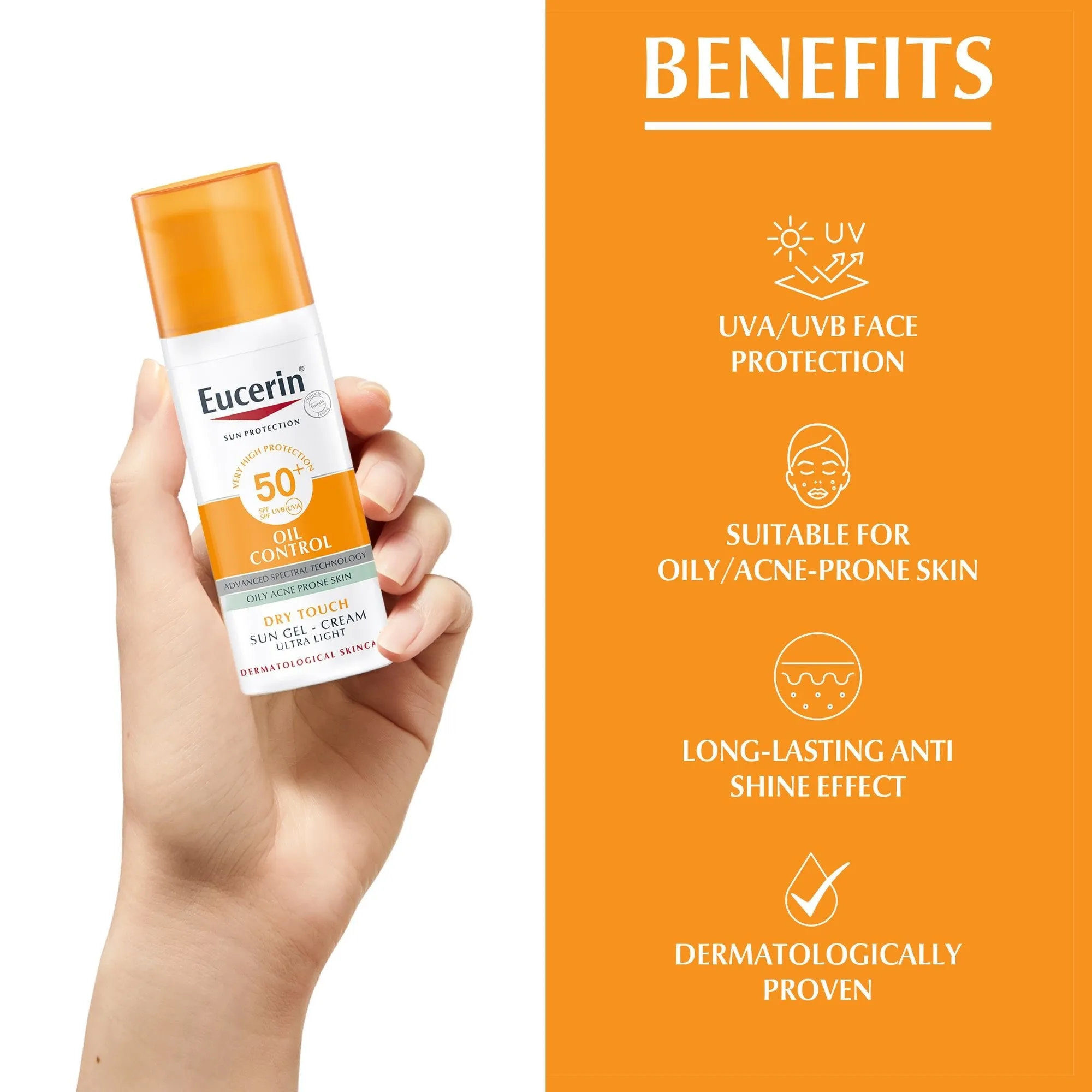 Eucerin Face Sunscreen Oil Control Gel-Cream Dry Touch, SPF 50 , 50ml