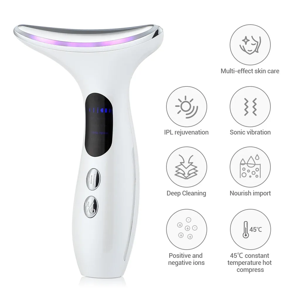 GLOWY EMS Microcurrent LED Therapy Massager Wand for Neck & Face [Chin Massager Face Lifting Anti-wrinkle Beauty Device]