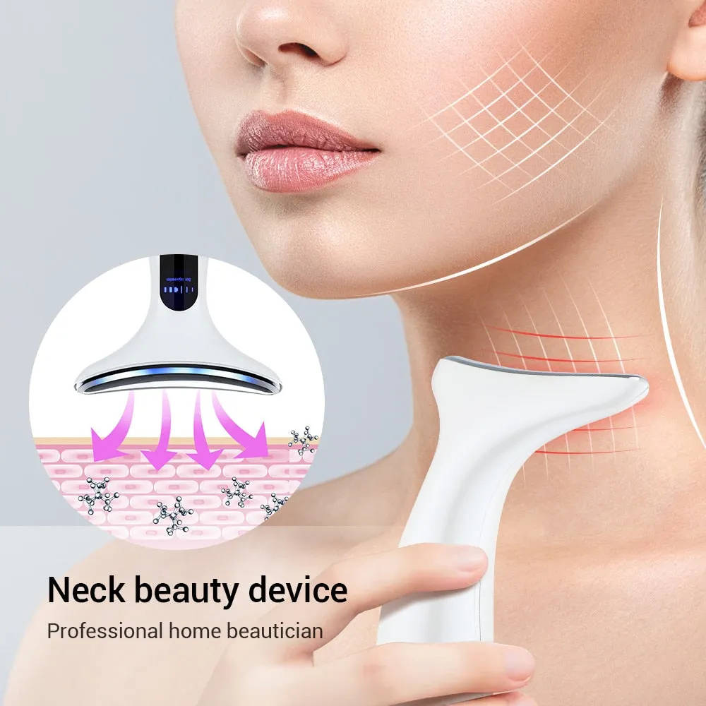 GLOWY EMS Microcurrent LED Therapy Massager Wand for Neck & Face [Chin Massager Face Lifting Anti-wrinkle Beauty Device]