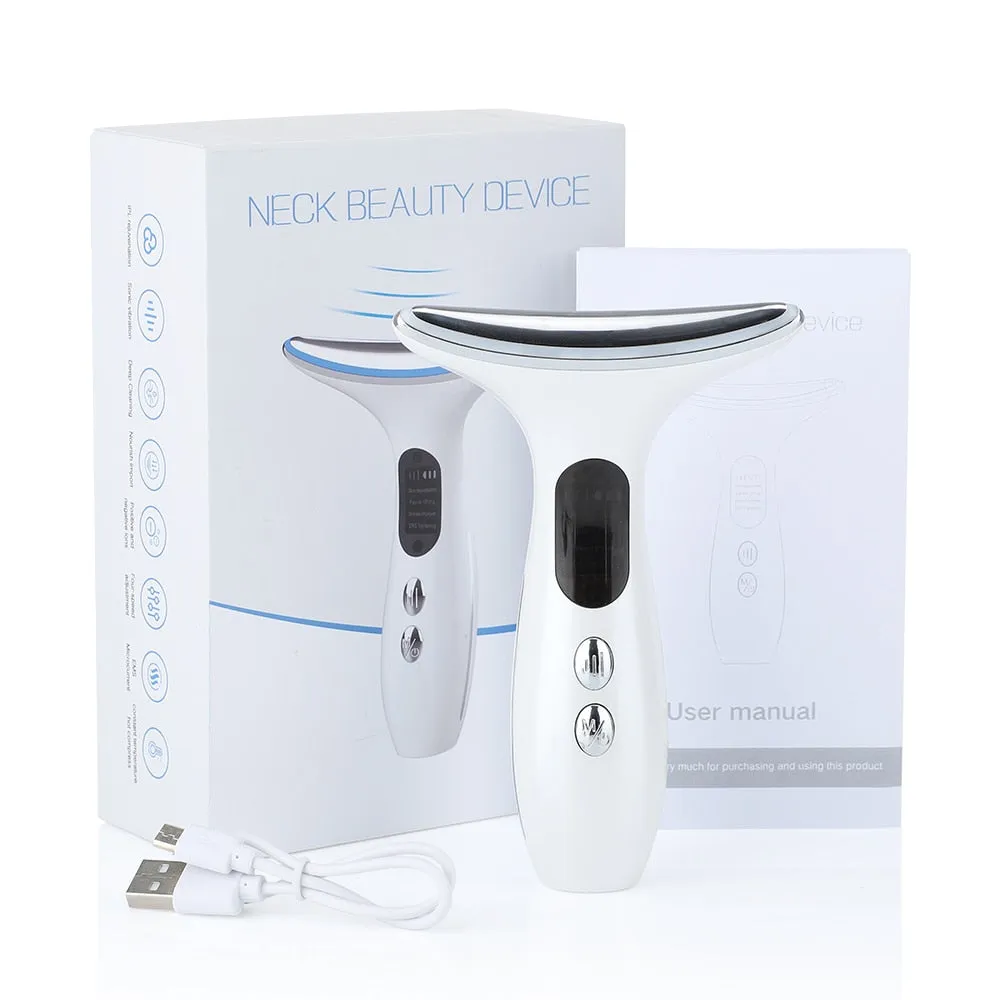 GLOWY EMS Microcurrent LED Therapy Massager Wand for Neck & Face [Chin Massager Face Lifting Anti-wrinkle Beauty Device]