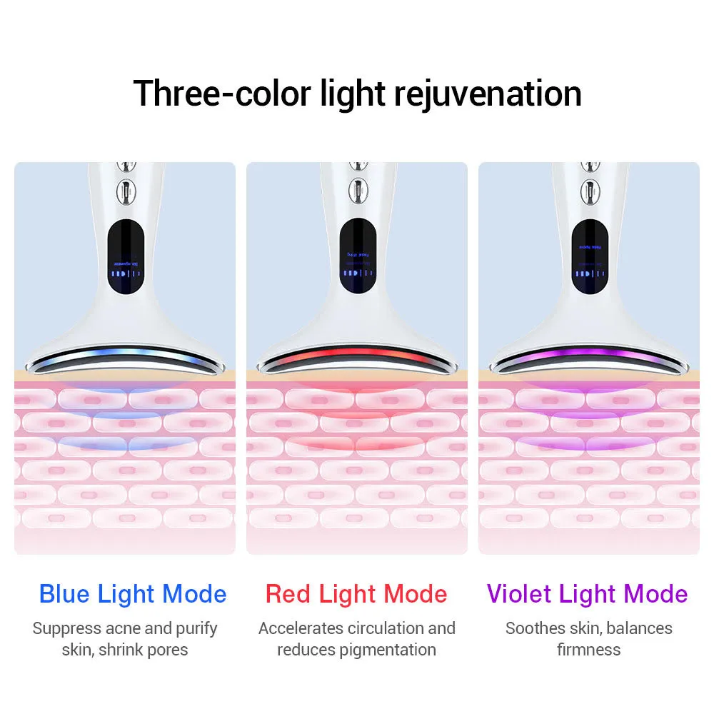GLOWY EMS Microcurrent LED Therapy Massager Wand for Neck & Face [Chin Massager Face Lifting Anti-wrinkle Beauty Device]