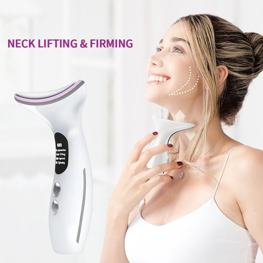 GLOWY EMS Microcurrent LED Therapy Massager Wand for Neck & Face [Chin Massager Face Lifting Anti-wrinkle Beauty Device]