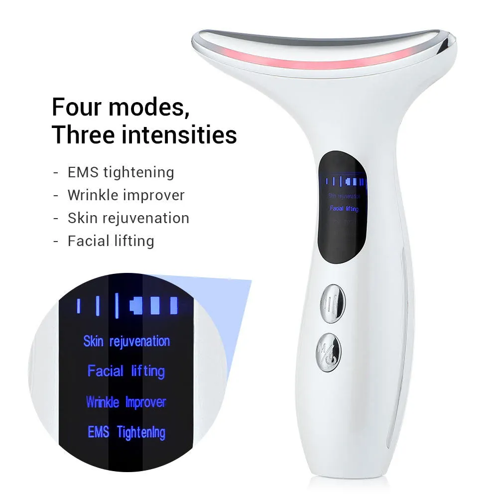 GLOWY EMS Microcurrent LED Therapy Massager Wand for Neck & Face [Chin Massager Face Lifting Anti-wrinkle Beauty Device]