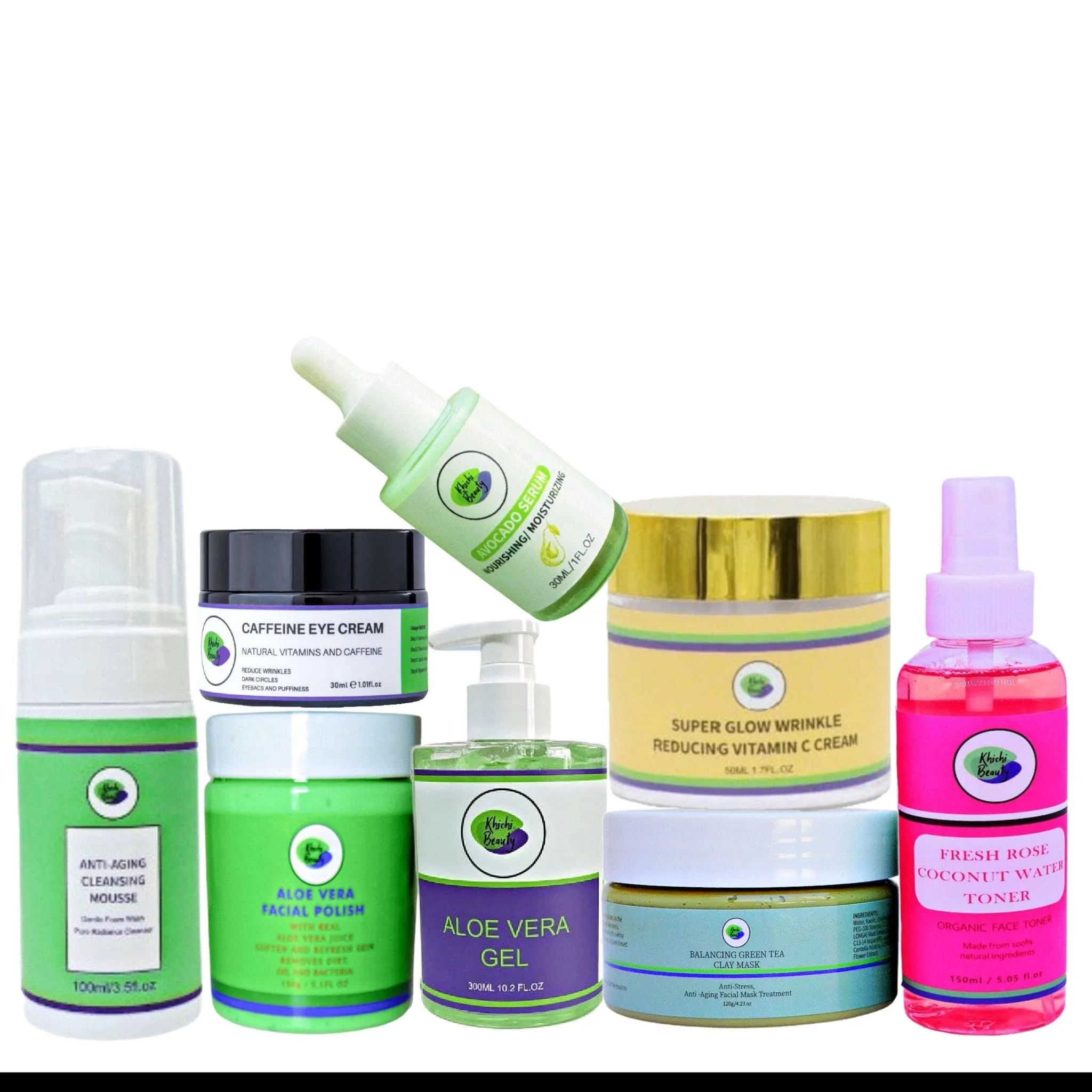 Khichi Beauty Dry Skin Anti-Aging Facial Set,  8-Pc. Dry Skin Skincare Routine Kit