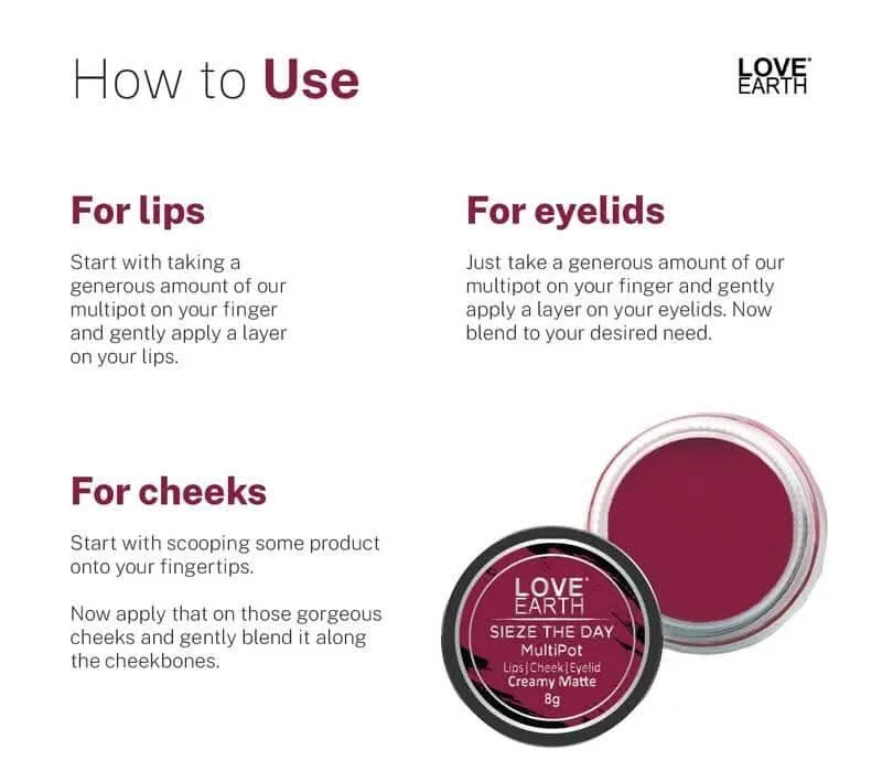 Love Earth Lip Tint & Cheek Tint Multipot-Seize (Raspberry Pink)