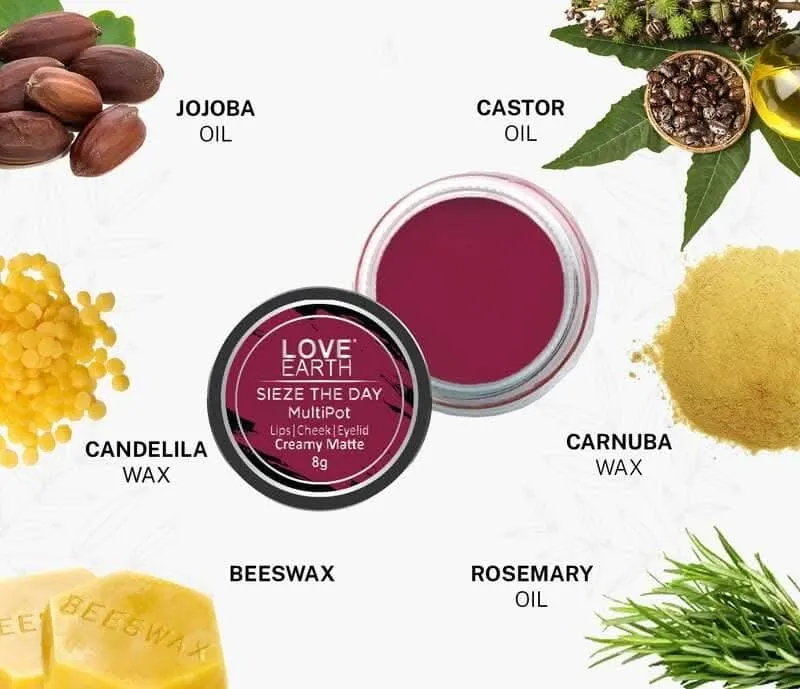 Love Earth Lip Tint & Cheek Tint Multipot-Seize (Raspberry Pink)